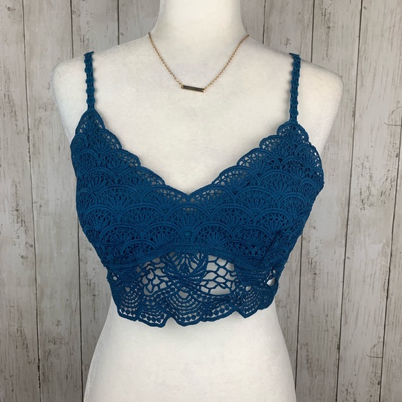 🔥SUNRISE TO SUNSET🔥BLUE LACE BRA BRALETTE TOP S/M/L NWT - Picture 5 of 8